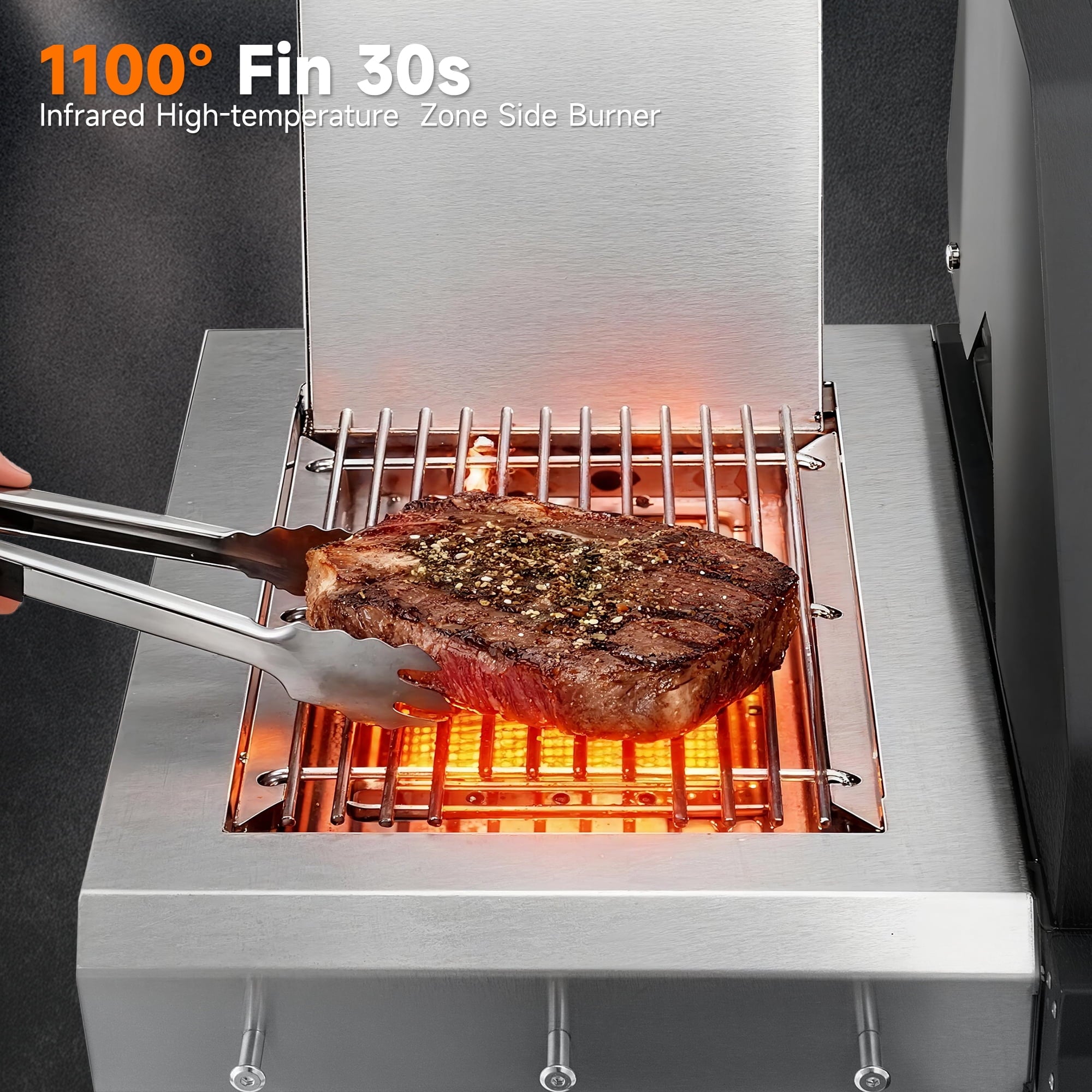SKOK 4 Burner Gas Grill with Side Burner, 58000 BTU &393 sq.in Cooking Surface, Outdoor Propane Barbecue Grill for Patio & Backyard