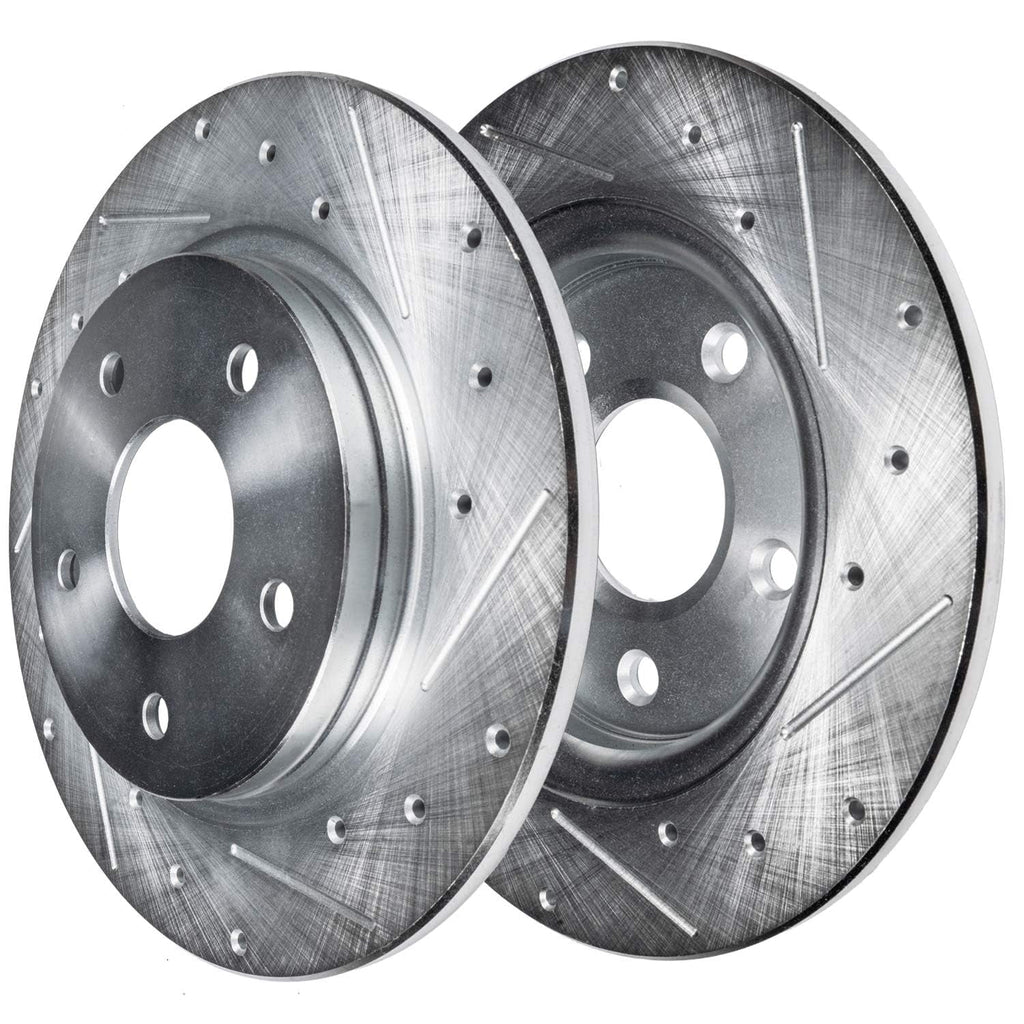 Detroit Axle - Brake Kit for 2016-2018 Lincoln MKX 2021-2023 Nautilus, Drilled Brake Rotors Brake Pads: 13.58 Front and 12.44 Solid Rear Rotor