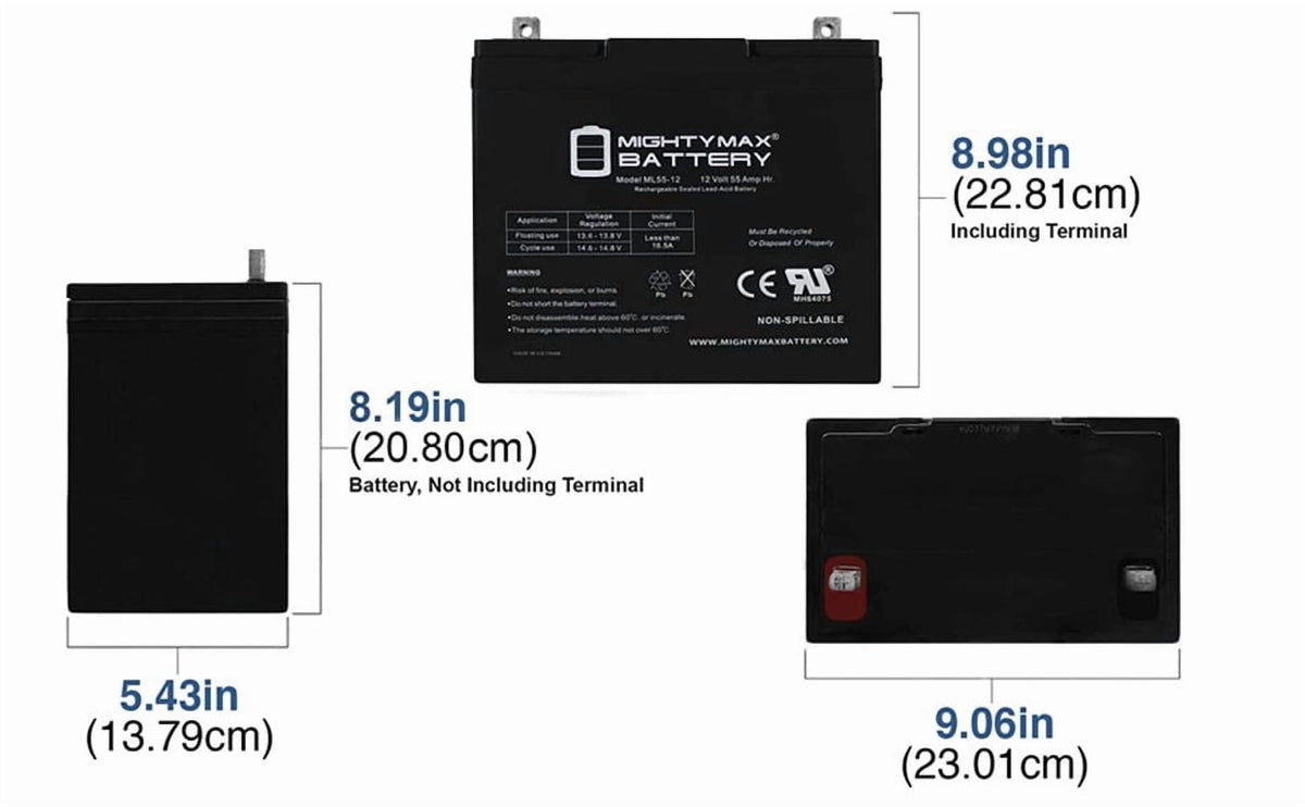 12V 55Ah Battery replacement for Quantum QG edge 2.0 Power Chair