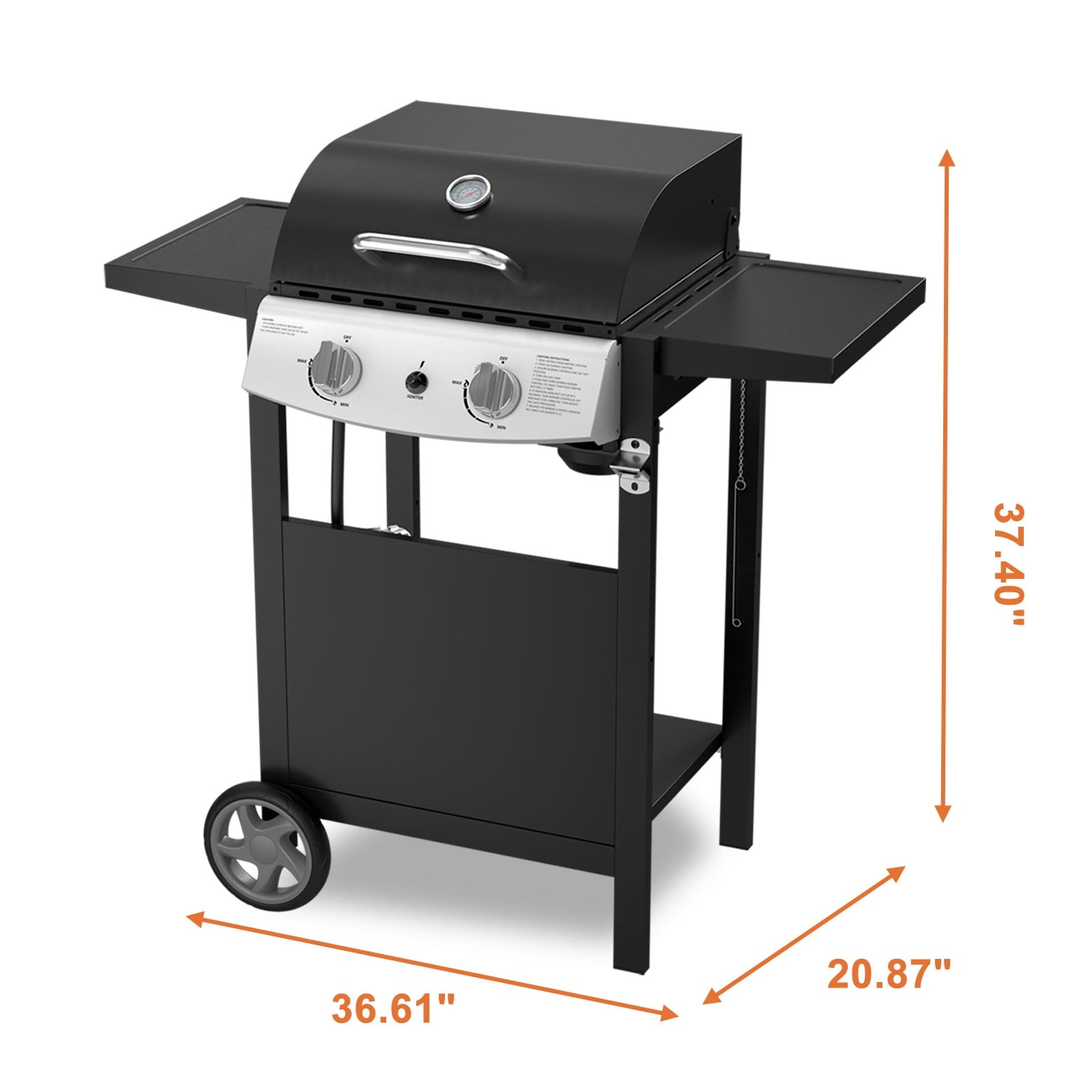 LHRIVER Stainless Steel 3 Burner Propane Gas Grill with Side Burner, 34,000 BTU Patio Garden Barbecue Grill,Porcelain-Enameled Cast Iron Grates