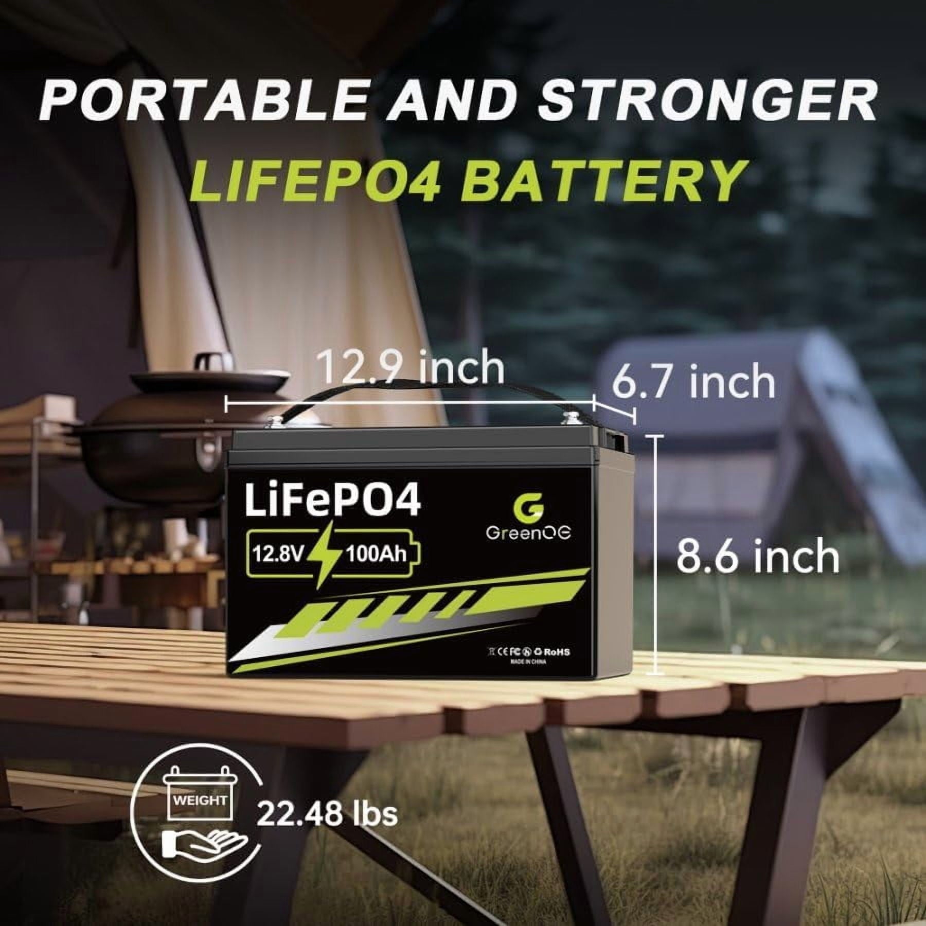 ‎GreenOE 12V 100Ah LiFePO4 Battery Group 31 with Built-in 100A BMS, 15000 Deep Cycles Rechargeable Lithium Battery Prefect for Solar System, Rvs, Marine, Vans, Trailer,Trolling Motor, Backup, 1 Pack