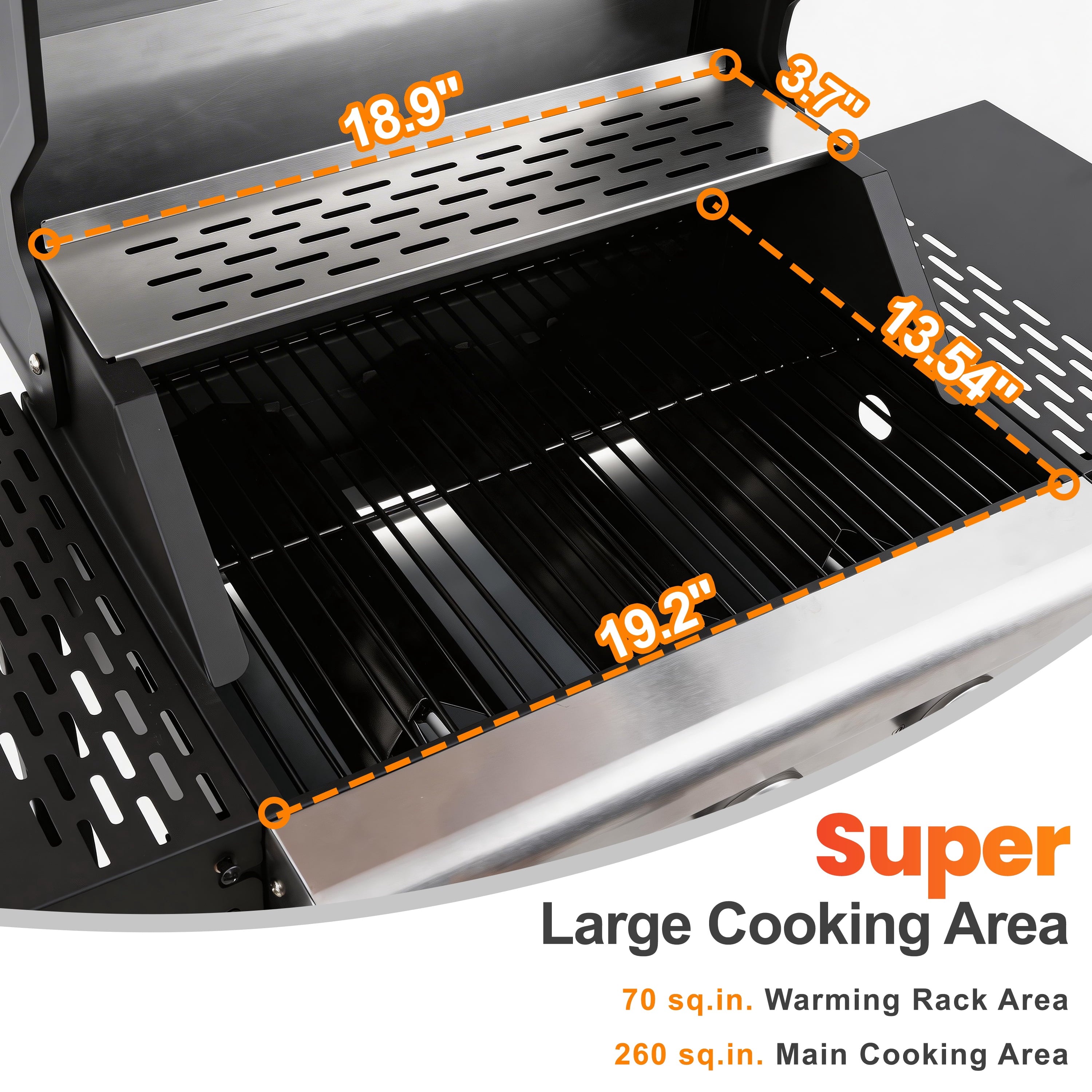 Segmart 3 Burner BBQ Propane Gas Grill, Stainless Steel 27,000 BTU Patio Garden Barbecue Grill with Side Tables, Hanging Basket & Thermometer, Perfect for Camping, Outdoor Cooking