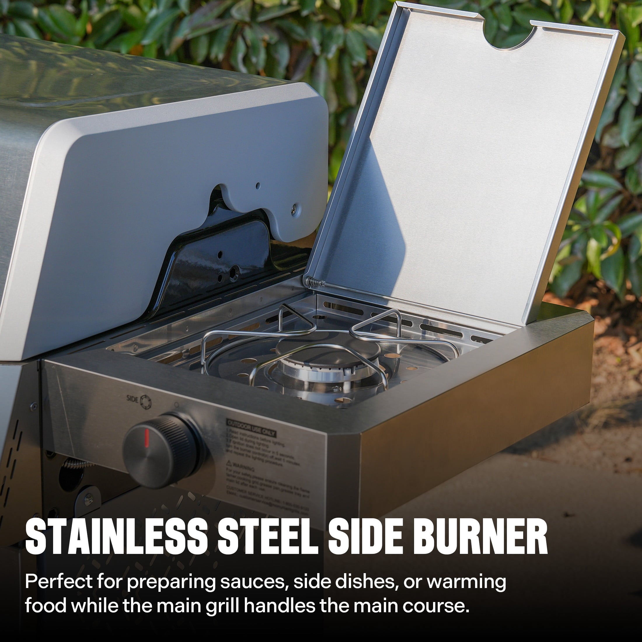 Monument Grills 4 +1 Burner Propane Gas Grill,49,000 BTU Stainless Steel Outdoor Patio Barbecue Grill with Folding Shelves and Flip Rack,Mesa II 415BZ