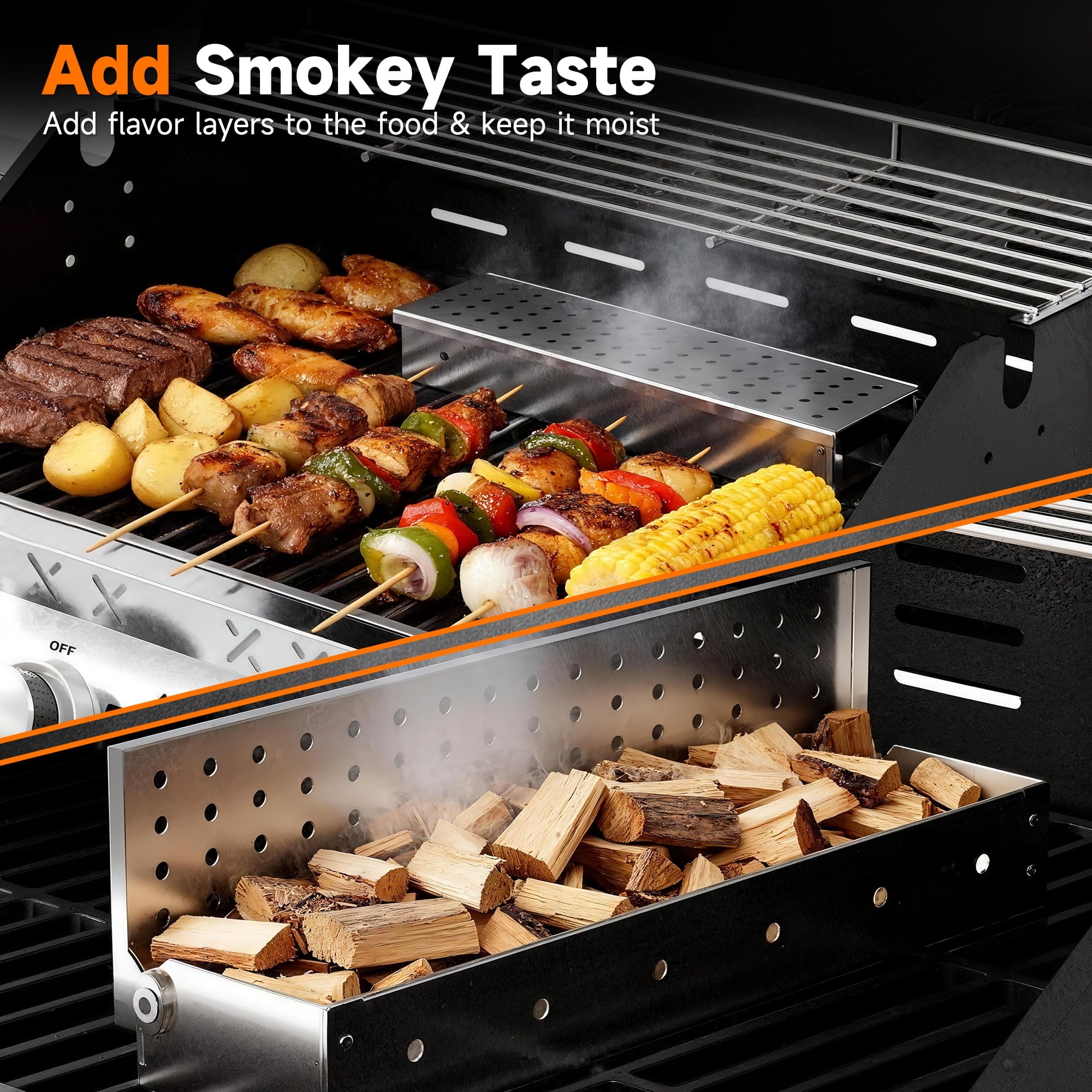 SKOK 4 Burner Gas Grill with Side Burner, 58000 BTU &393 sq.in Cooking Surface, Outdoor Propane Barbecue Grill for Patio & Backyard
