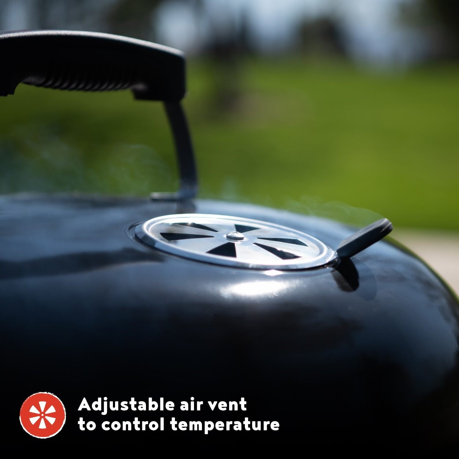 Megamaster – 22 Deluxe Charcoal Barbecue Grill with Adjustable Air Vent, Built-In Temperature Gauge, 368 SQ. In Cooking Area, Storage Rack, Portable Grill for Camping, Picnics, and More - 810-23003