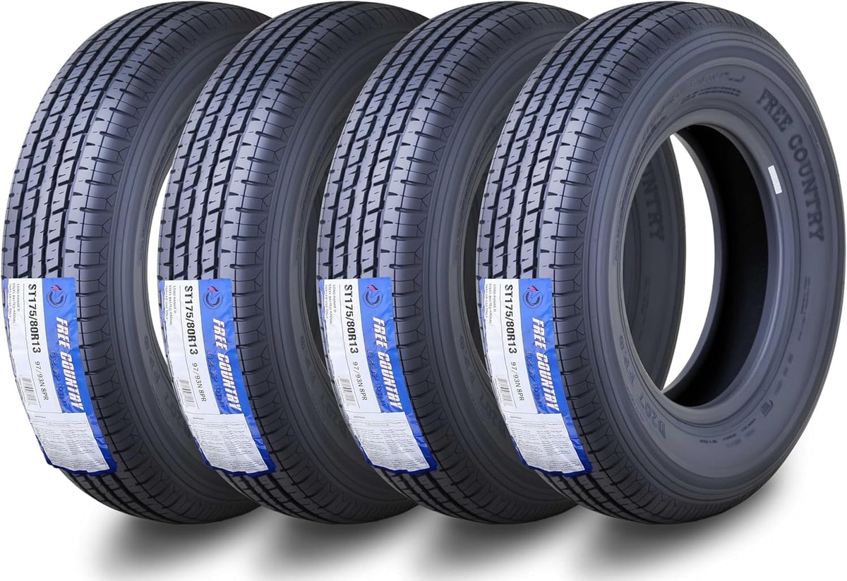 Free Country ST 205/75R15 8 Ply /Load Range D w/Scuff Guard Trailer Tires, Set of 4