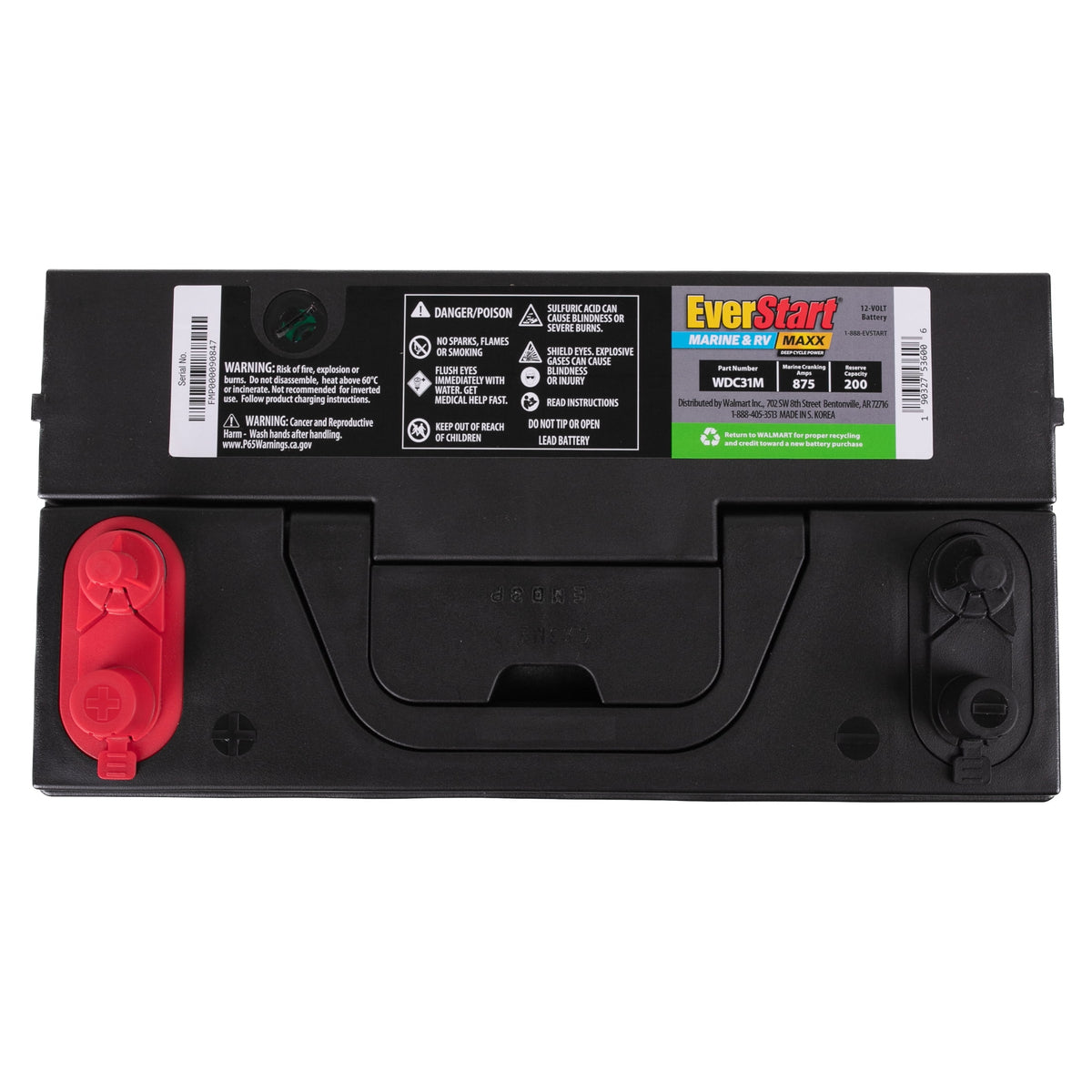 (2 pack) EverStart Maxx Lead Acid Marine & RV Deep Cycle Battery, Group Size 29DC - 12 Volt - 845 Marine Cranking Amps