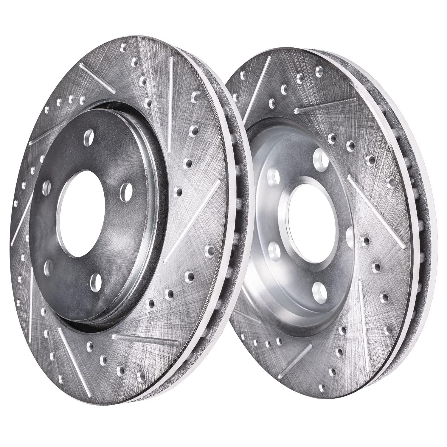 Detroit Axle - Brake Kit for 2016-2018 Lincoln MKX 2021-2023 Nautilus, Drilled Brake Rotors Brake Pads: 13.58 Front and 12.44 Solid Rear Rotor