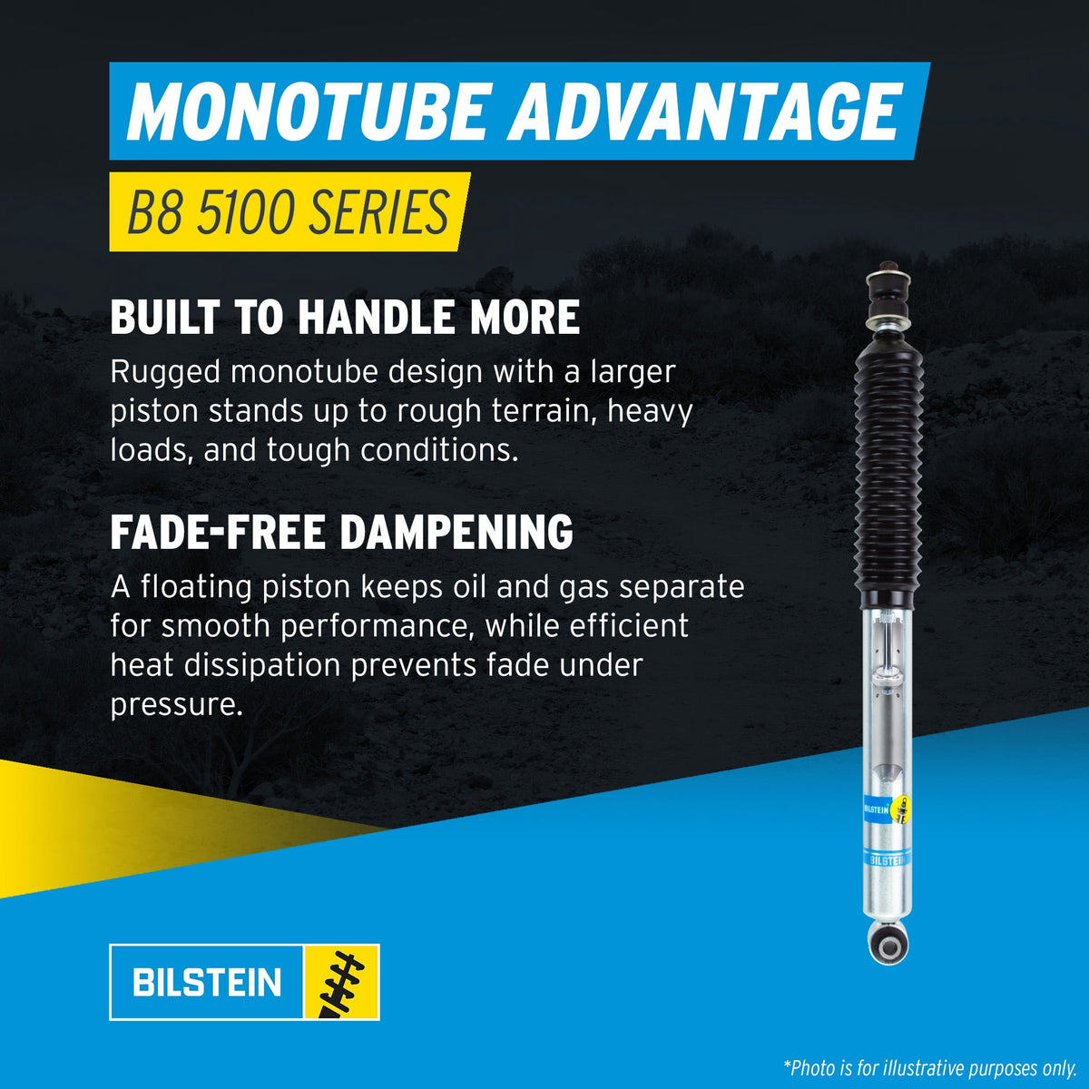 Bilstein Set of Front and Rear B8 5100 Series Shocks Compatible with 2014-2018 Silverado/Sierra 1500 with 0-1 Rear Lift | Provides 0-1.85 Front Lift