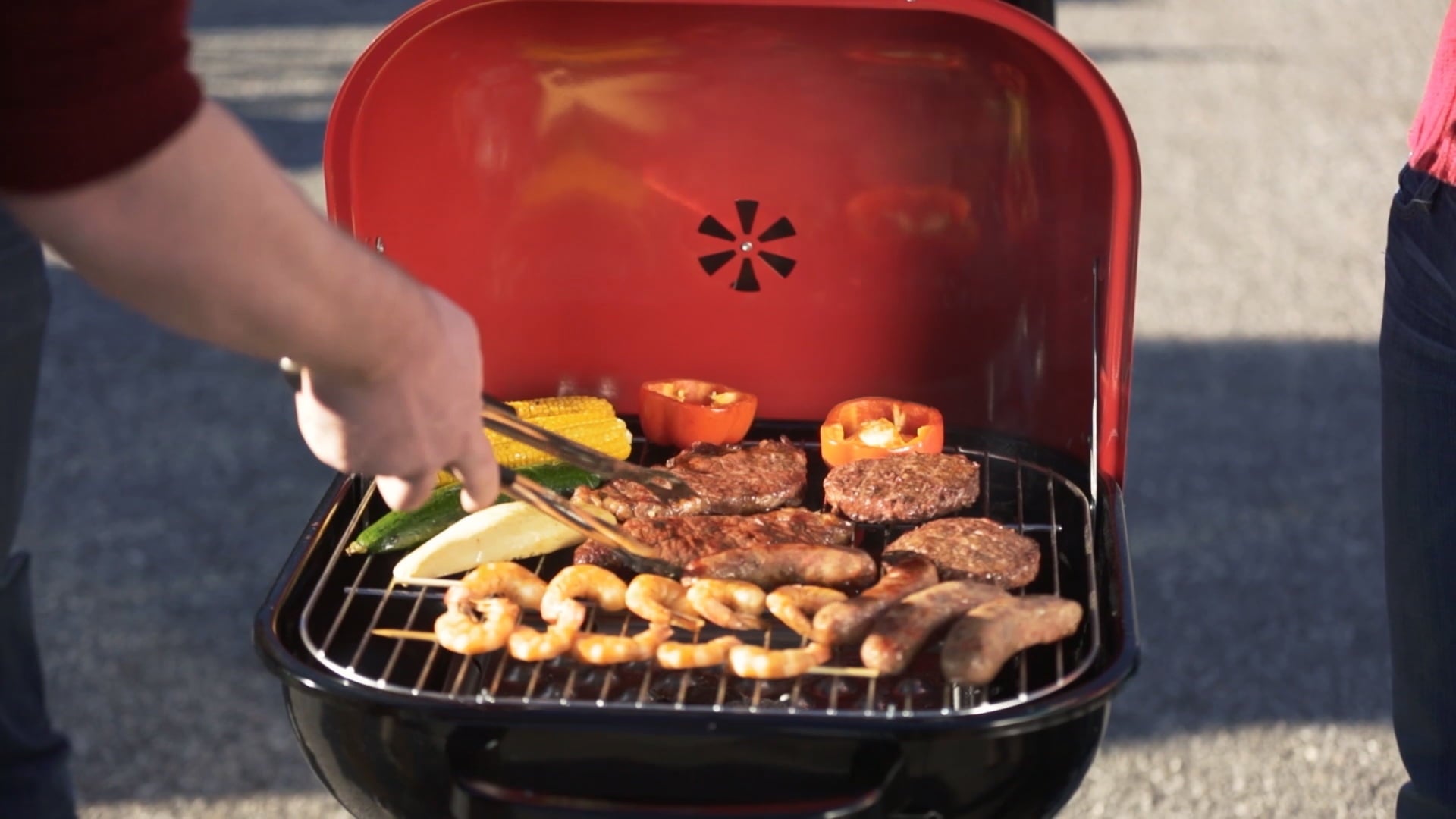 Americana Walk-A-Bout, Original Square Charcoal Grill-100% Pre-Assembled Portable Steel, Blue