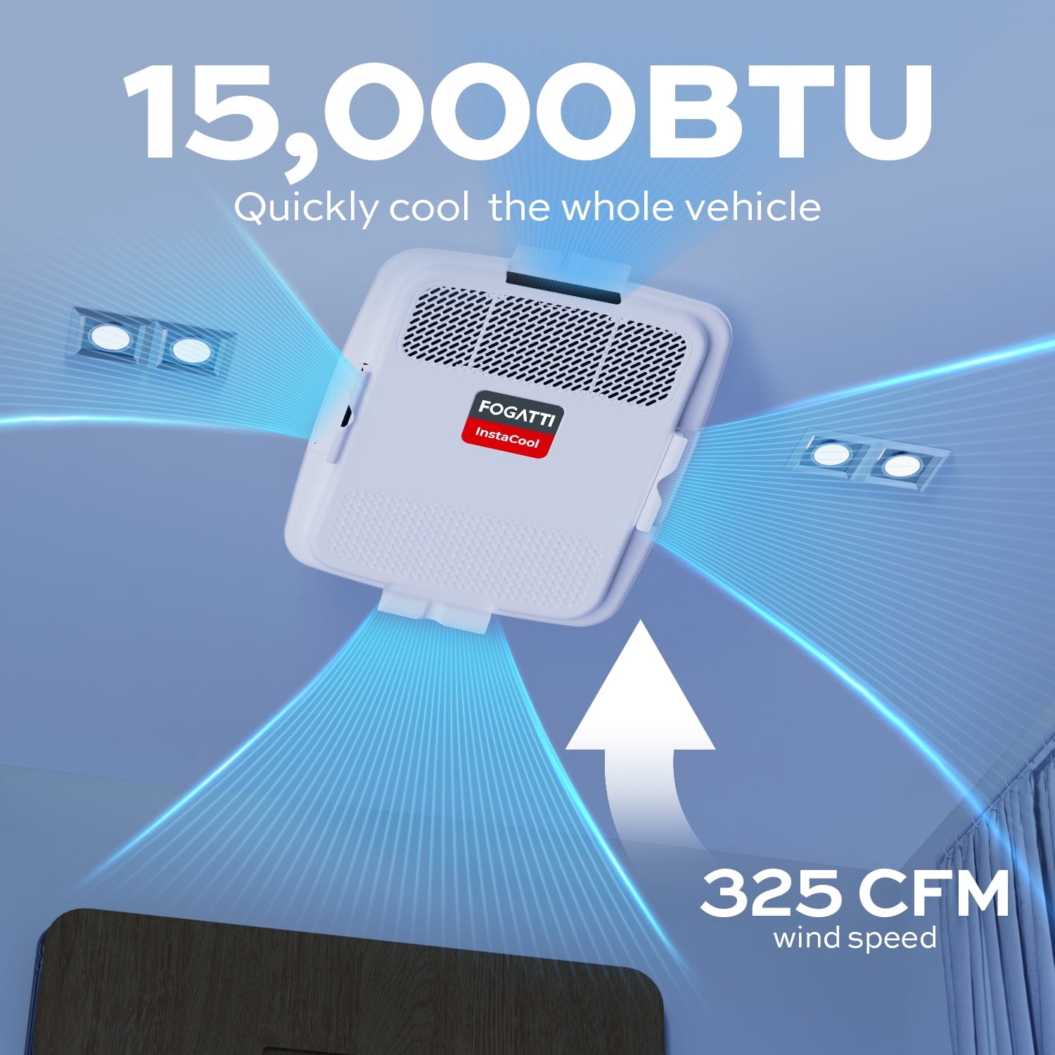 Fogatti InstaCool Rv Ac 15000 BTU Rooftop Air Conditioner, All In One RV AC With Adb And Wired Controller, R-410A Refrigerant